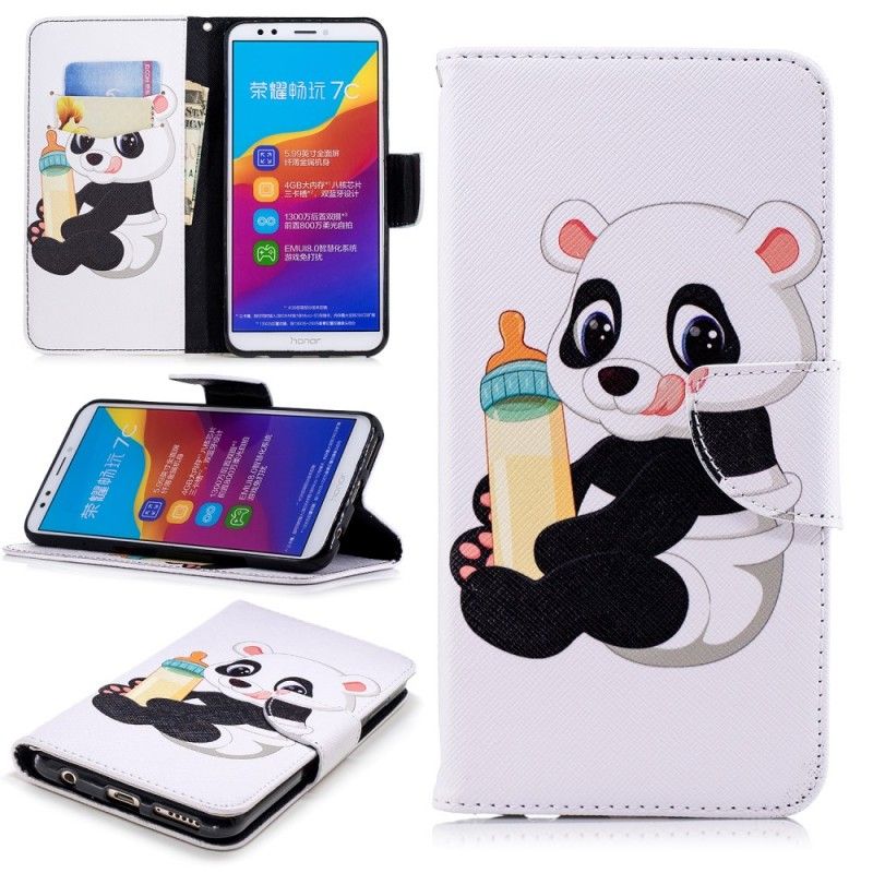 Flip Cover Læder Honor 7C Baby Panda