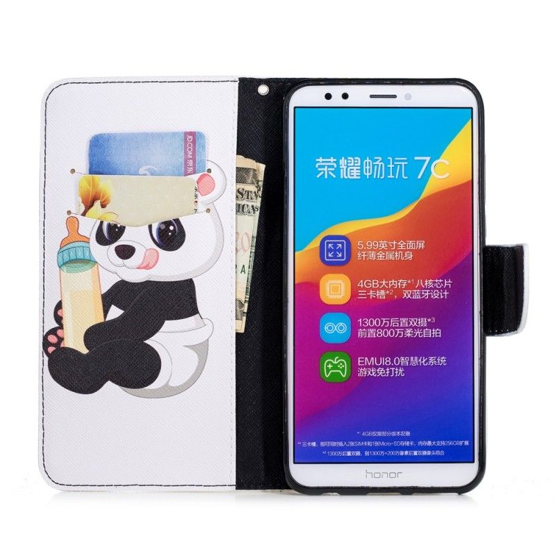 Flip Cover Læder Honor 7C Baby Panda