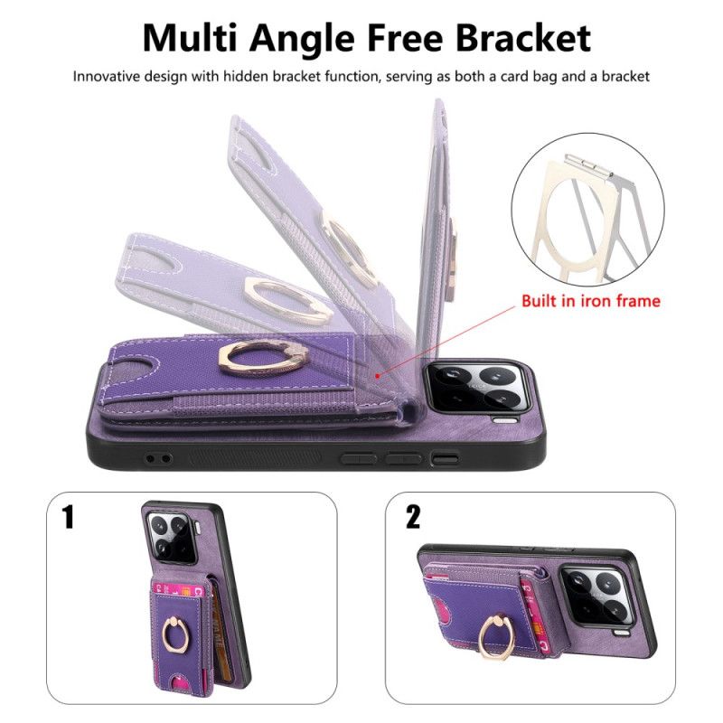 Cover Til Xiaomi 15 Aftagelig Kortholder Og Stativ I Ruskindseffekt