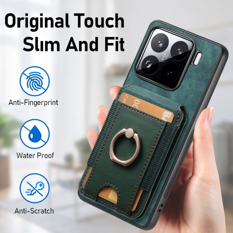 Cover Til Xiaomi 15 Aftagelig Kortholder Og Stativ I Ruskindseffekt