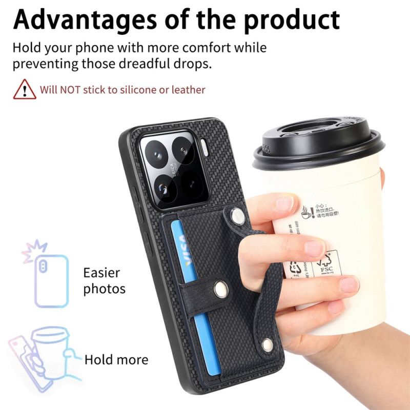 Cover Til Xiaomi 15 Kortholder Og Rem I Kulfiber