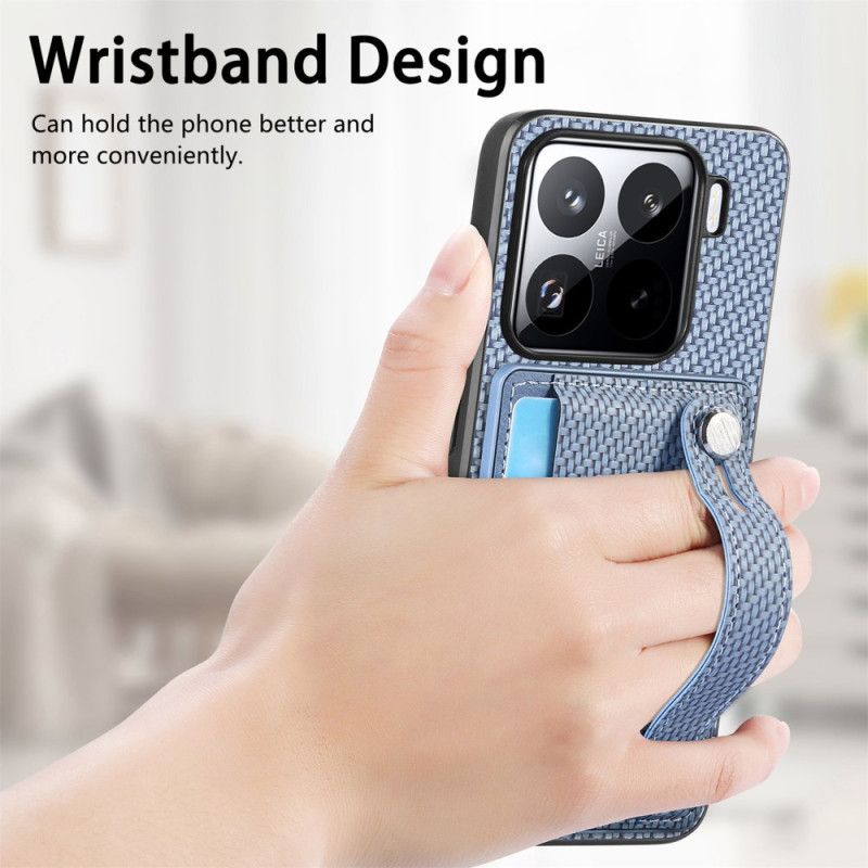 Cover Til Xiaomi 15 Kortholder Og Rem I Kulfiber