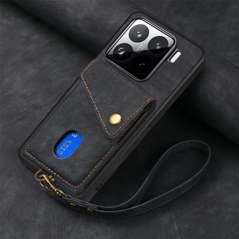 Cover Xiaomi 15 Kortholder Og Rem I Ruskindseffekt