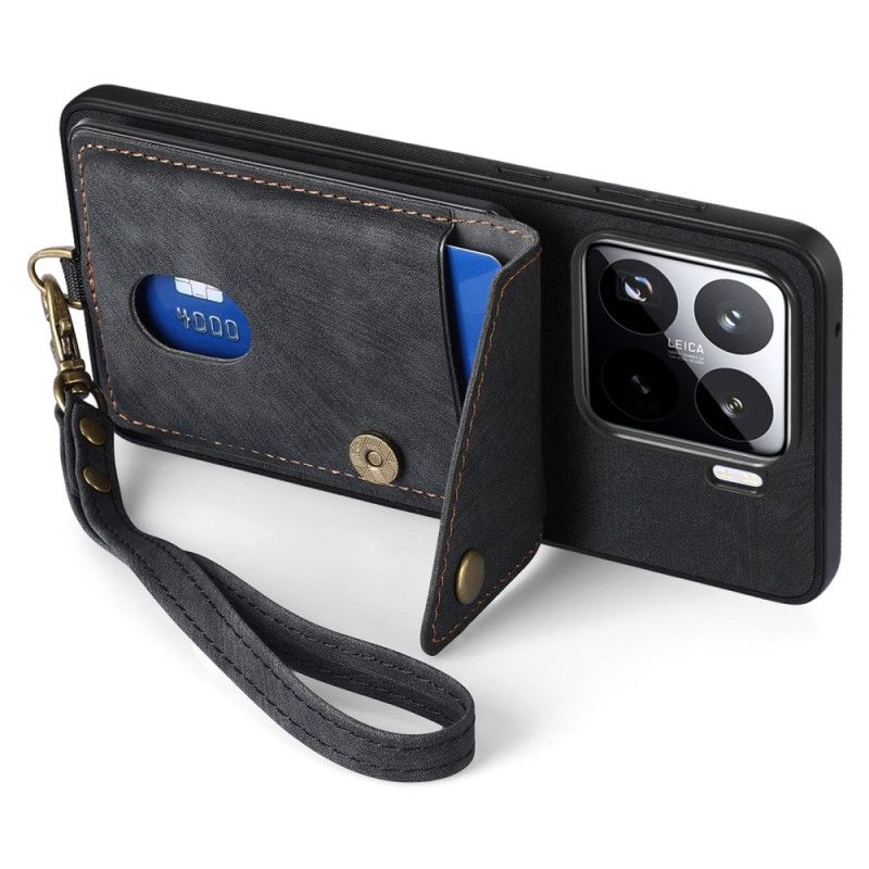 Cover Xiaomi 15 Kortholder Og Rem I Ruskindseffekt