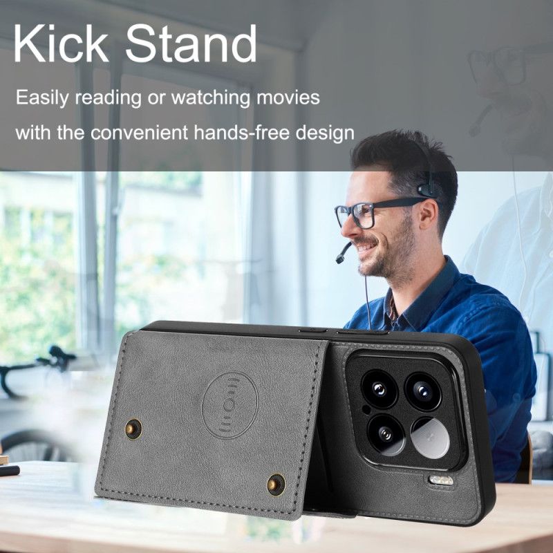 Cover Xiaomi 15 Lædereffekt Med Kortholder Og Stativ