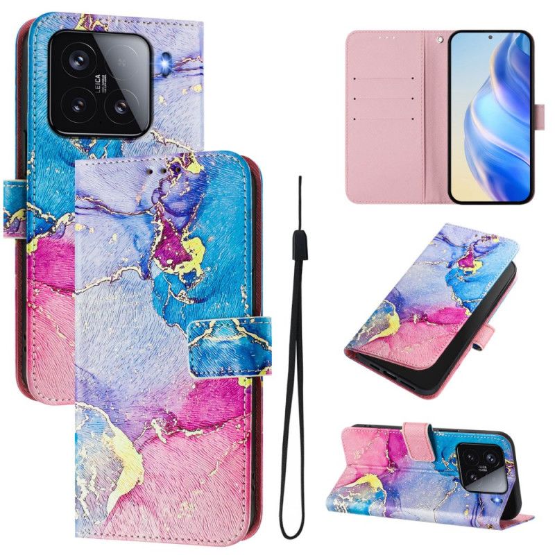 Flip Cover Til Xiaomi 15 Flerfarvet Marmor