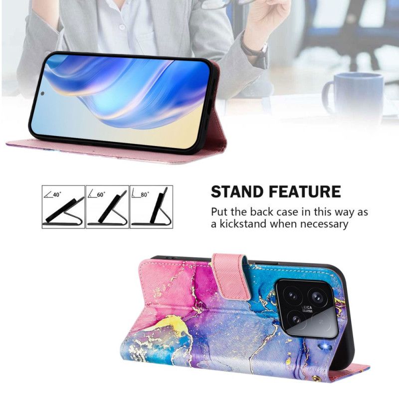 Flip Cover Til Xiaomi 15 Flerfarvet Marmor