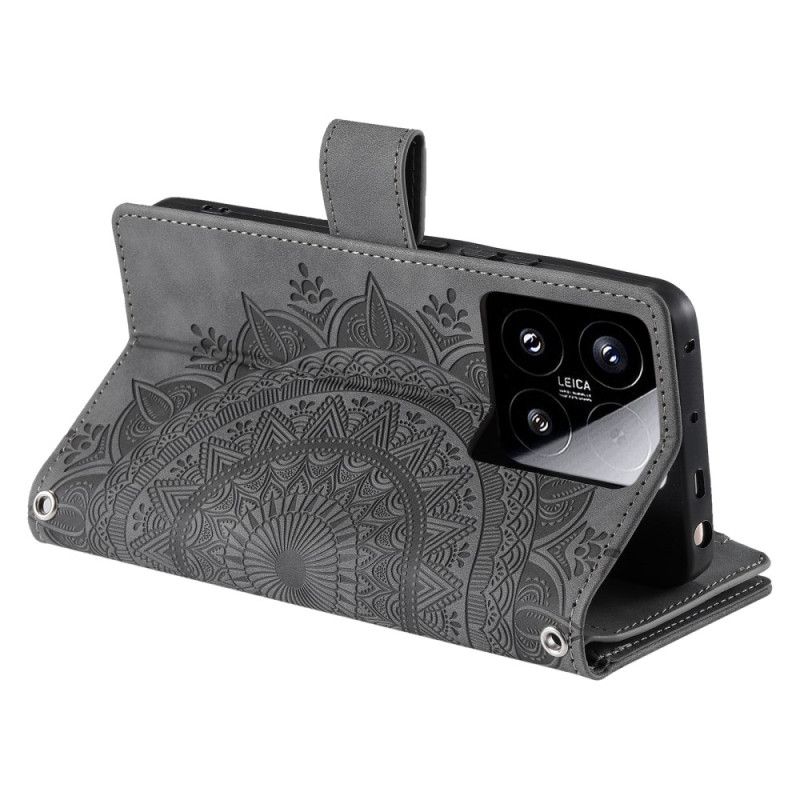 Flip Cover Til Xiaomi 15 Mandala-pung Med Ruskindseffekt