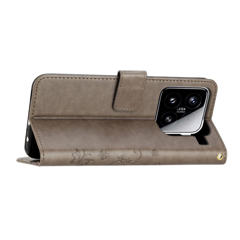 Flip Cover Xiaomi 15 Blomstermønster