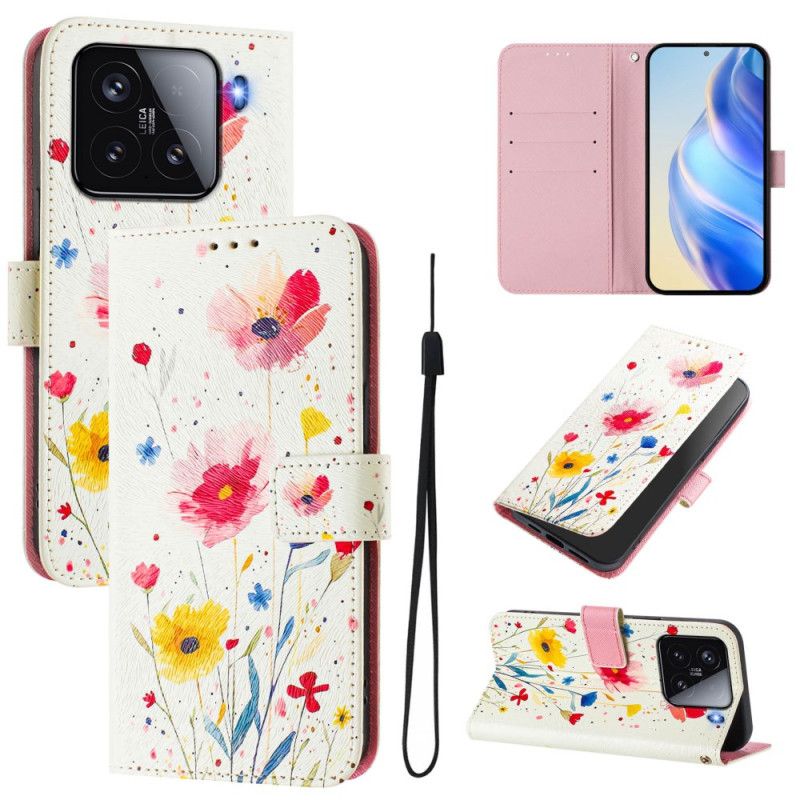 Flip Cover Xiaomi 15 Blomstermotiv