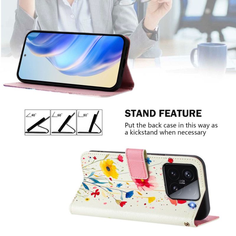 Flip Cover Xiaomi 15 Blomstermotiv