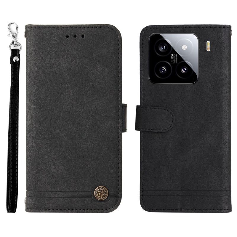 Flip Cover Xiaomi 15 Dekorativ Nitte Og Rem