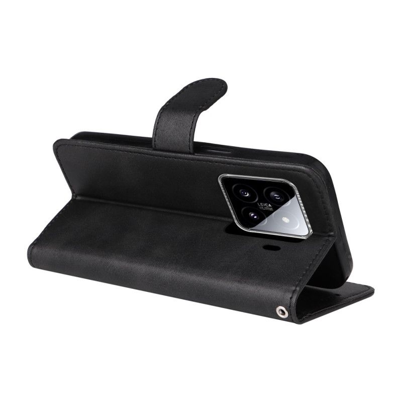 Flip Cover Xiaomi 15 Ensfarvet Læderrem