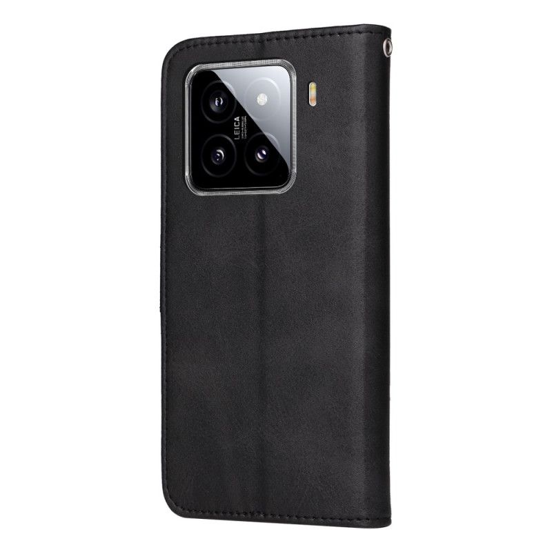 Flip Cover Xiaomi 15 Ensfarvet Læderrem