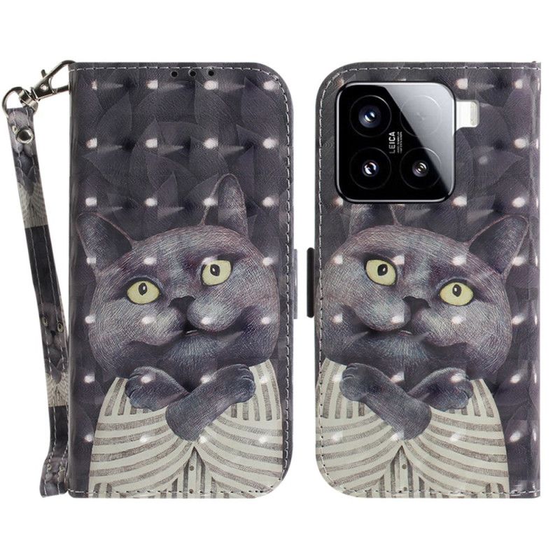Flip Cover Xiaomi 15 Grå Kat Med Rem