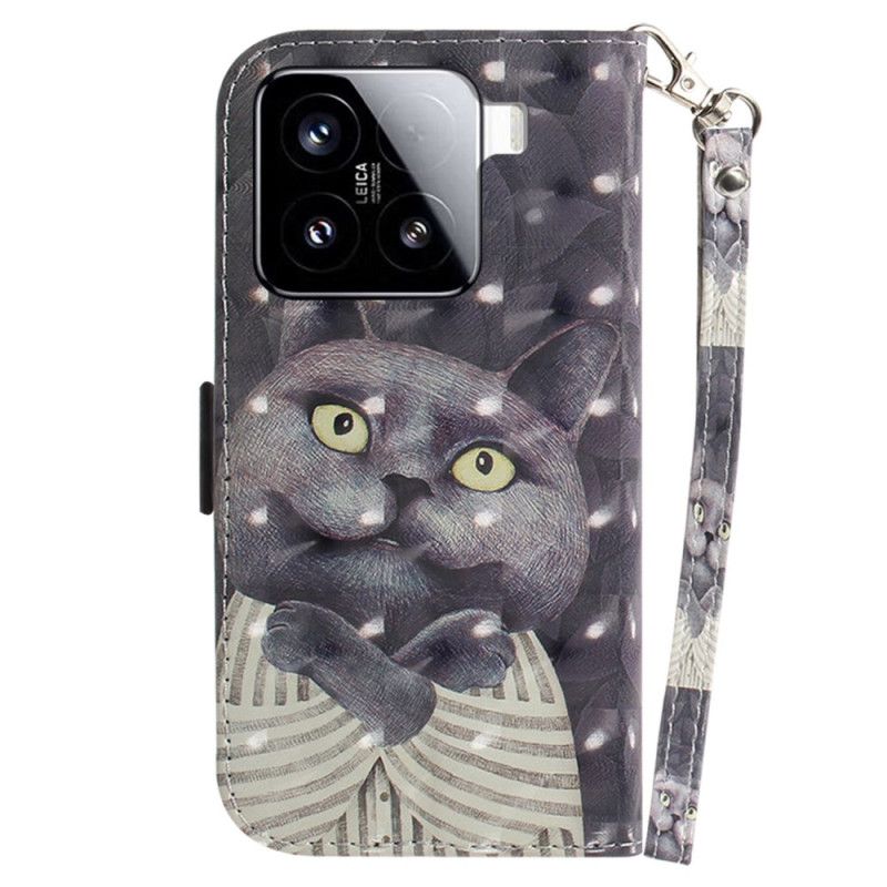 Flip Cover Xiaomi 15 Grå Kat Med Rem