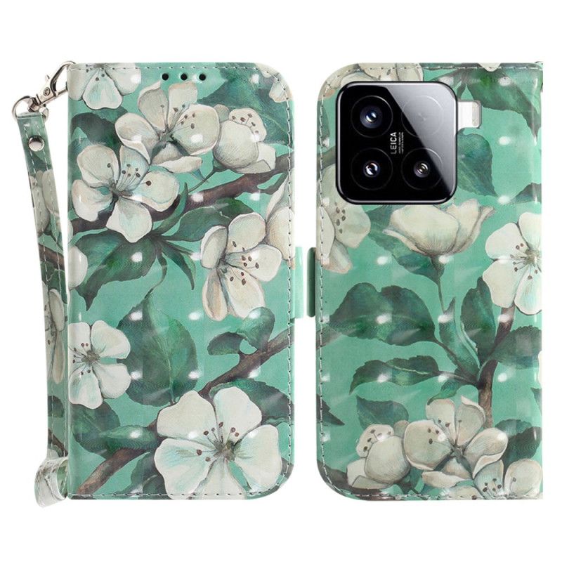 Flip Cover Xiaomi 15 Snor Med Akvarelblomster