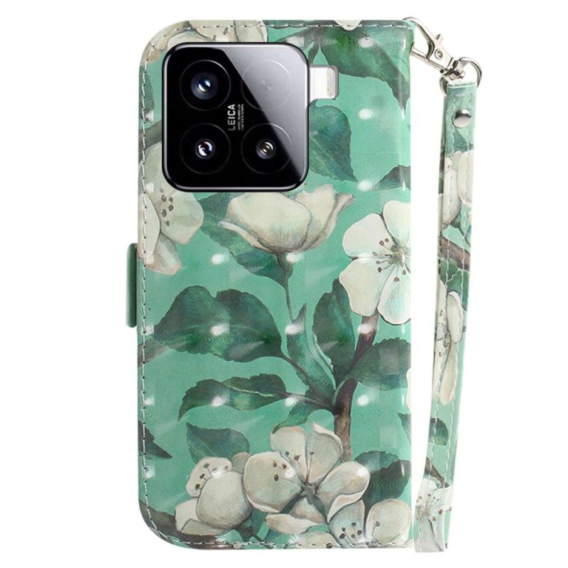 Flip Cover Xiaomi 15 Snor Med Akvarelblomster