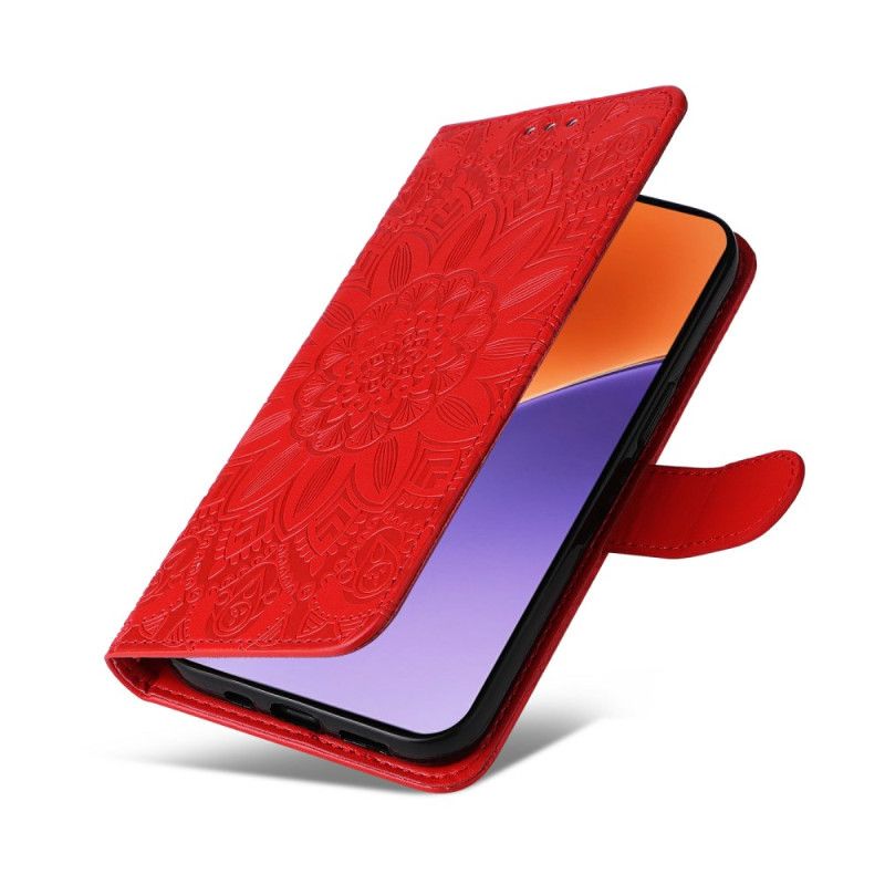 Læder Cover Xiaomi 15 Solsikkemønster