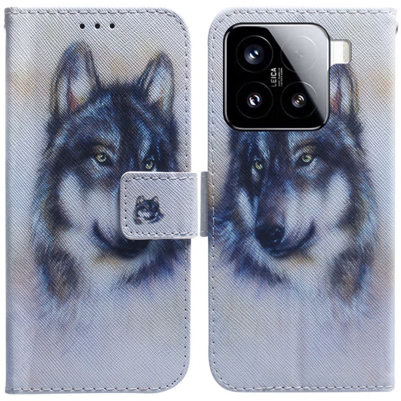 Læder Cover Xiaomi 15 Telefon Etui Akvarelhund