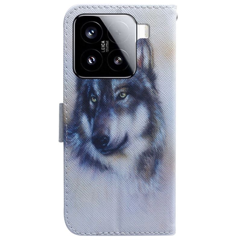 Læder Cover Xiaomi 15 Telefon Etui Akvarelhund