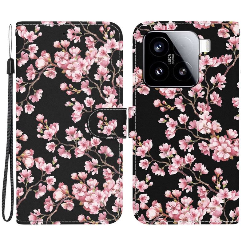 Læder Cover Xiaomi 15 Telefon Etui Blommeblomster
