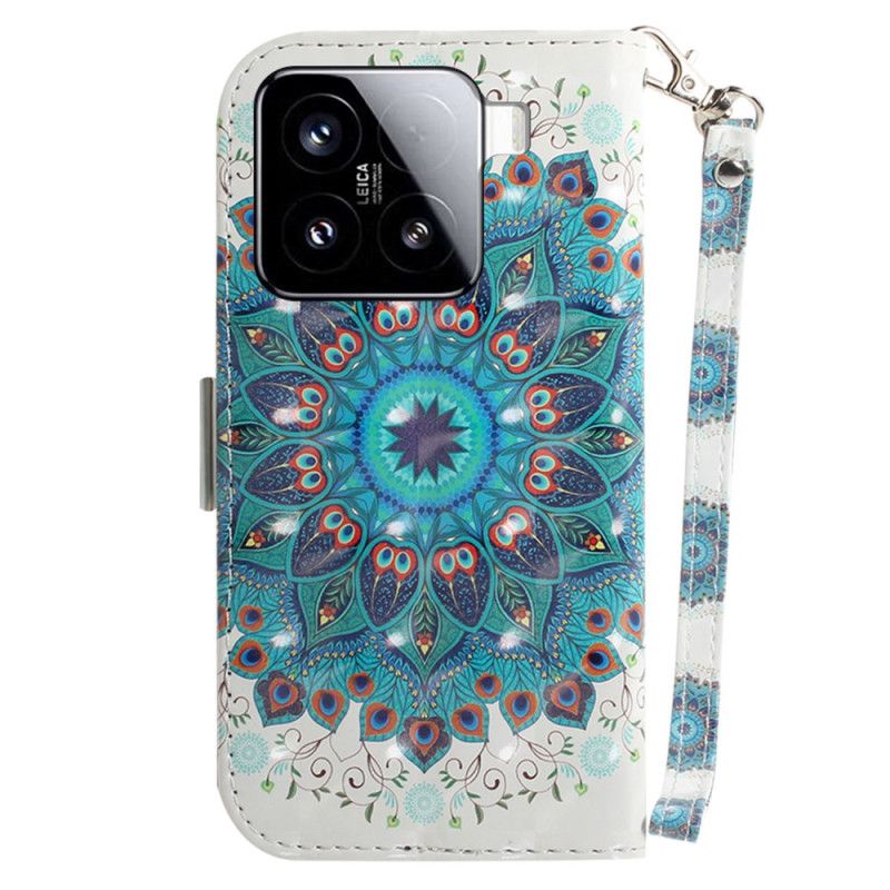 Læder Cover Xiaomi 15 Telefon Etui Grøn Mandala-snor
