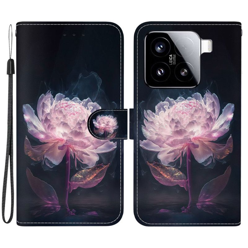 Læder Cover Xiaomi 15 Telefon Etui Lilla Pæon