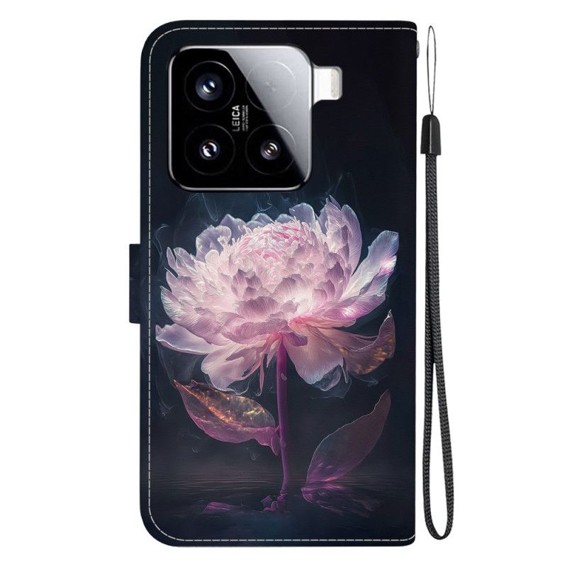 Læder Cover Xiaomi 15 Telefon Etui Lilla Pæon