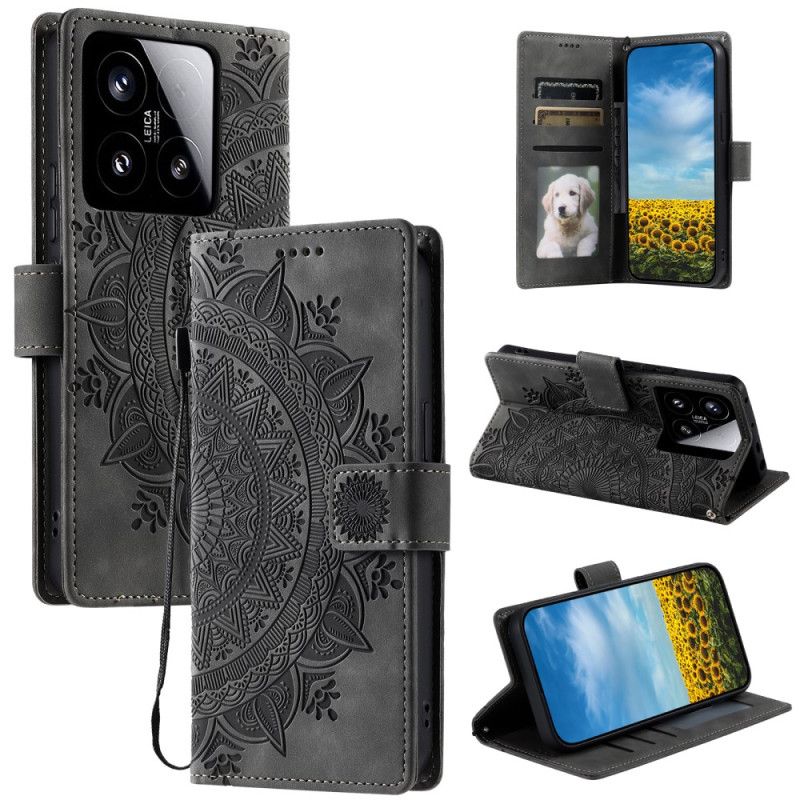 Læder Cover Xiaomi 15 Telefon Etui Mandala Ruskindseffekt