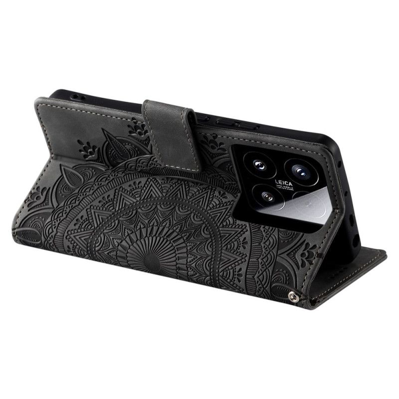 Læder Cover Xiaomi 15 Telefon Etui Mandala Ruskindseffekt