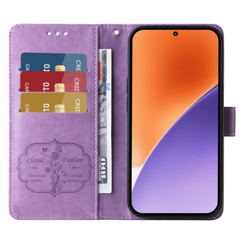 Læder Cover Xiaomi 15 Telefon Etui Små Blomster