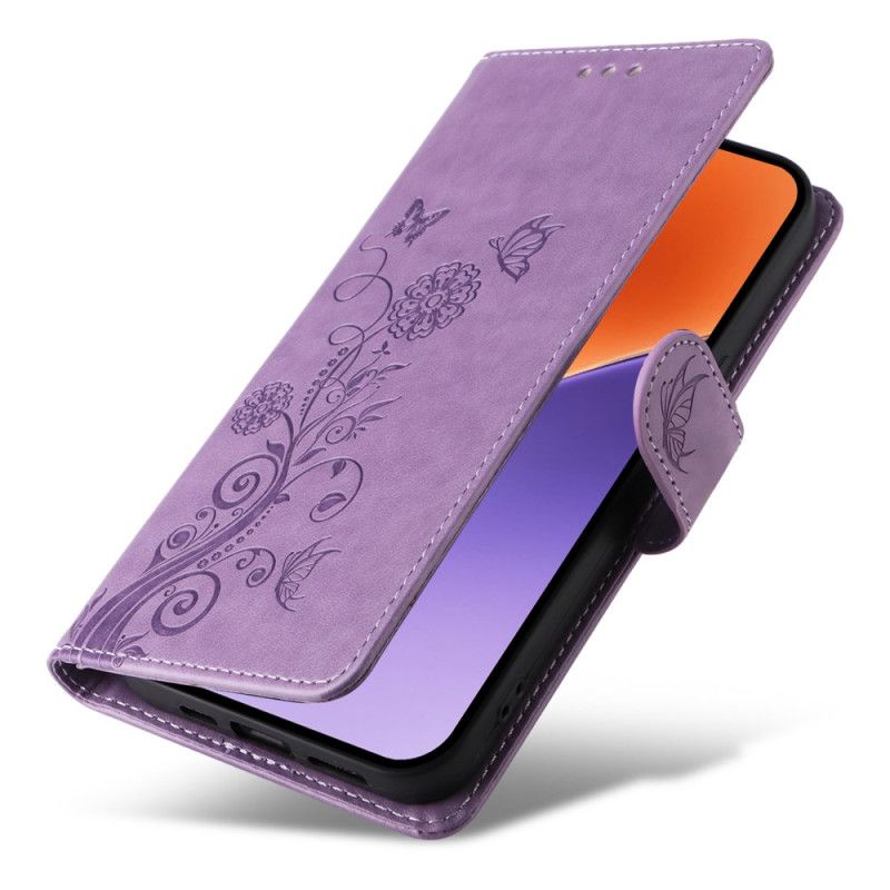 Læder Cover Xiaomi 15 Telefon Etui Små Blomster