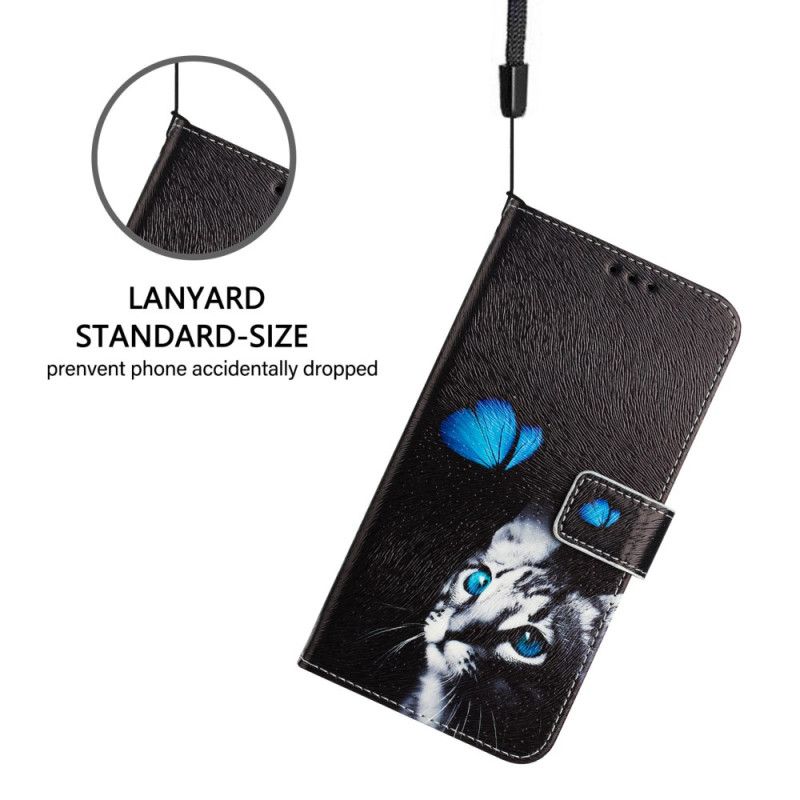 Læder Cover Xiaomi 15 Telefon Etui Sommerfugl Og Kat