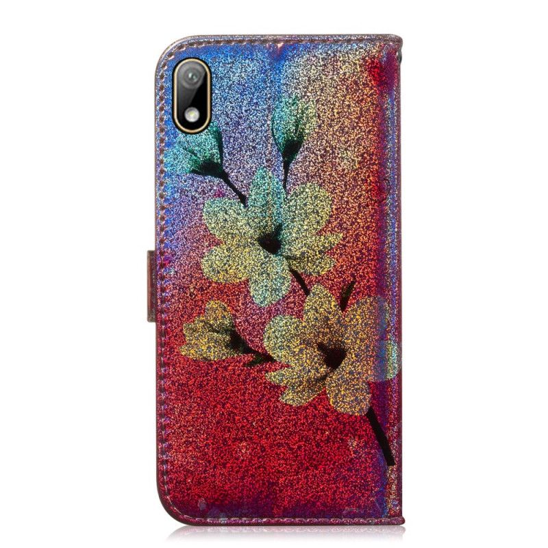 Flip Cover Læder Honor 8S Glitter Blomster Original