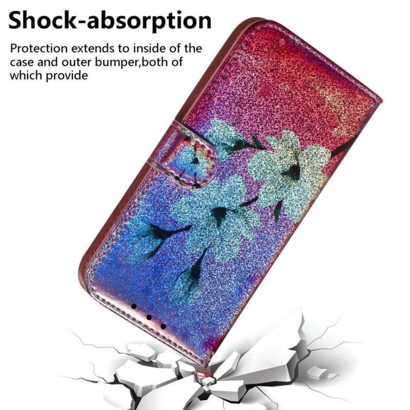 Flip Cover Læder Honor 8S Glitter Blomster Original