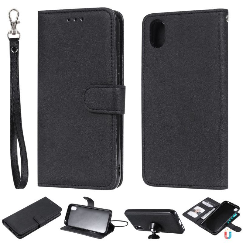 Flip Cover Læder Honor 8S Sort Aftagelig Skal Med Rem Original