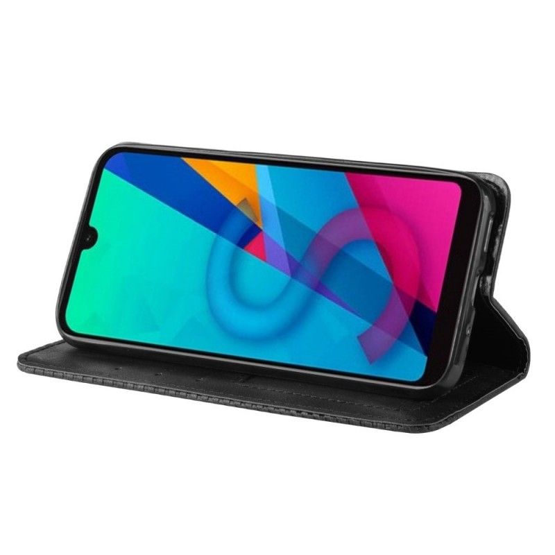 Læder Cover for Honor 8S Sort Stiliseret Vintage Lædereffekt