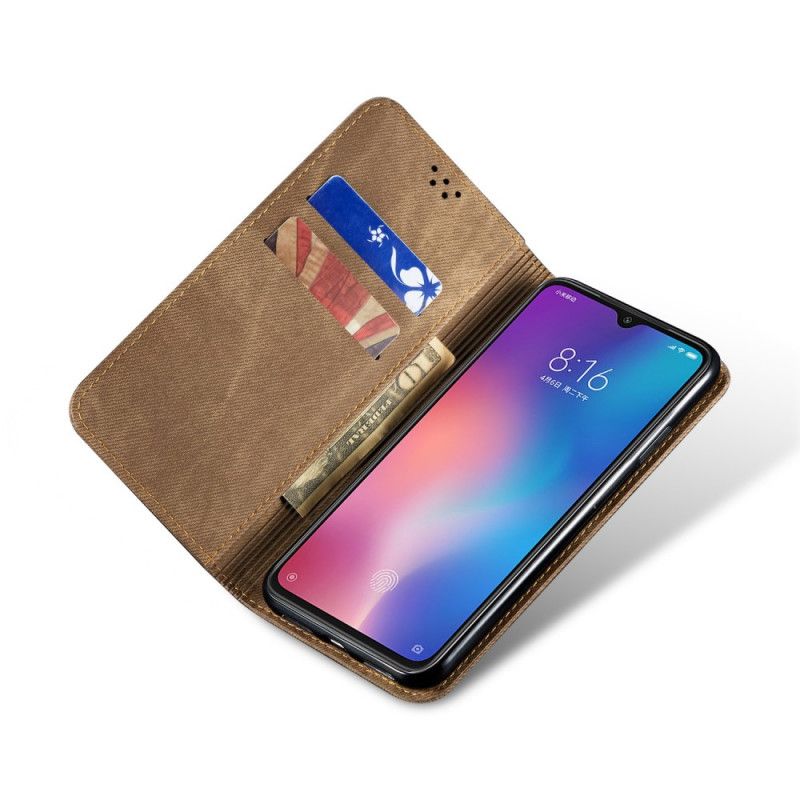 Læder Cover Xiaomi Mi 9 Brun Mobilcover Jeansstof