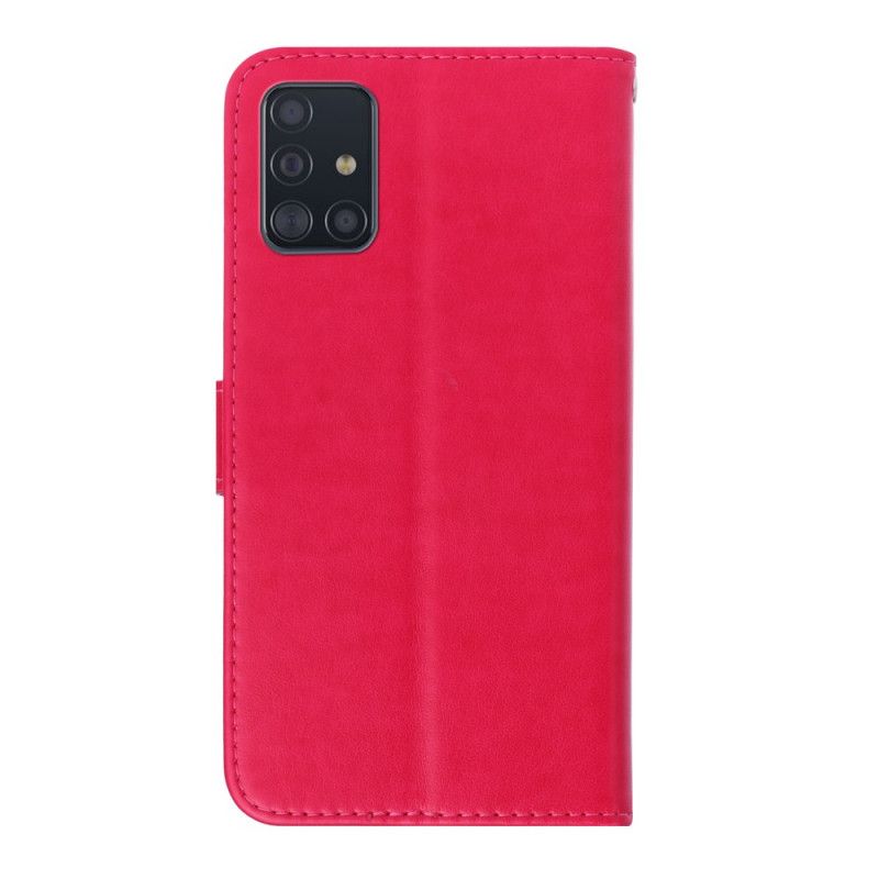 Flip Cover Samsung Galaxy A71 Rød Sommerfugl Charme