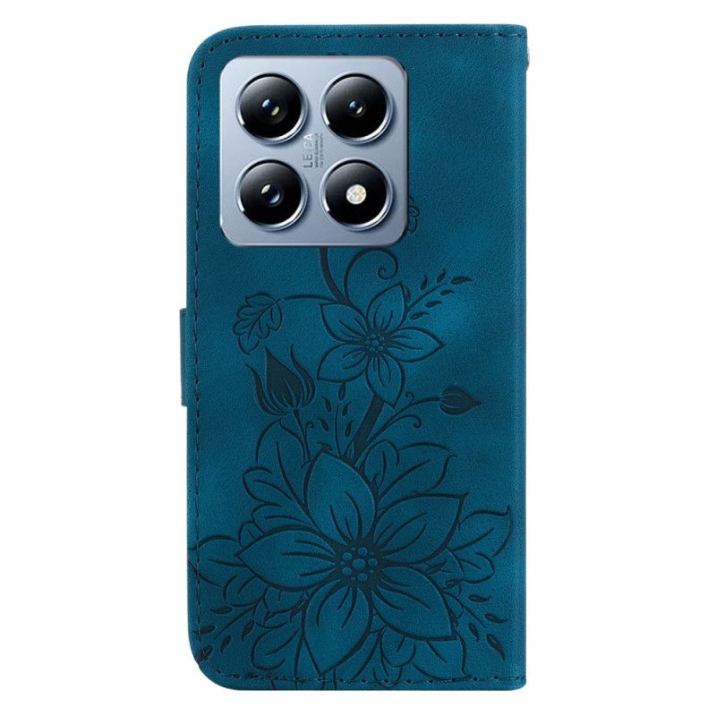 Læder Cover Xiaomi 14t Pro Liljetrykt