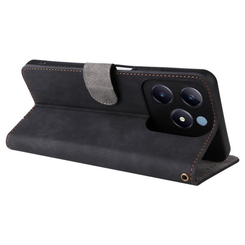 Flip Cover Til Realme C61 Rfid-beskyttelse Ruskindseffekt Med Rem