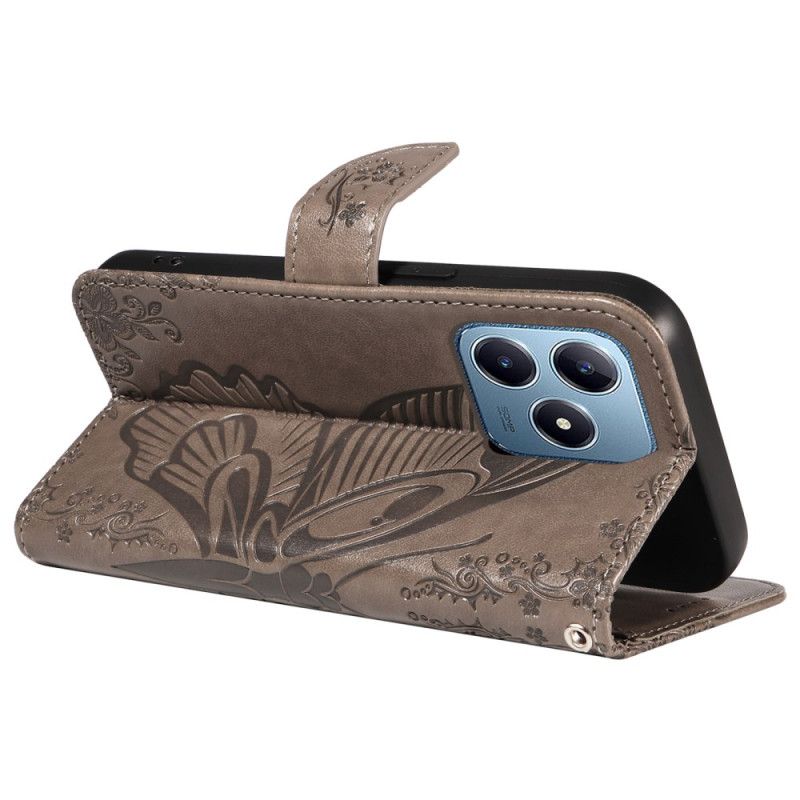 Læder Cover Realme C61 Grafisk Sommerfugl