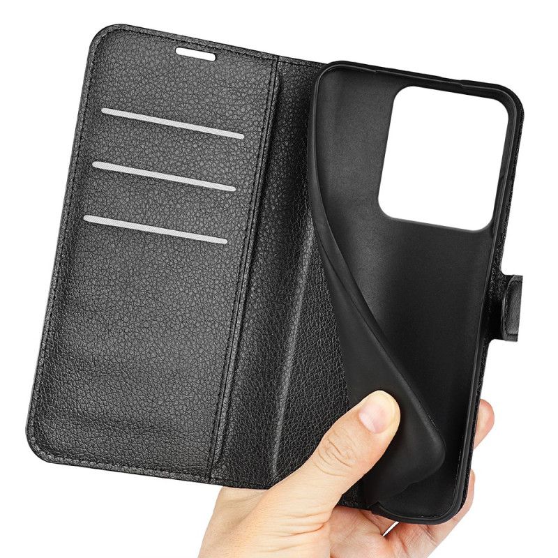 Flip Cover Xiaomi Redmi Note 14s Klassisk Litchi-kunstlæder