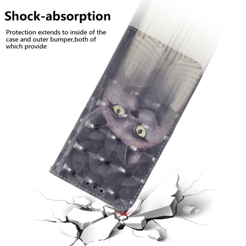 Læder Cover Xiaomi Redmi Note 14s Telefon Etui Grå Kat-snor