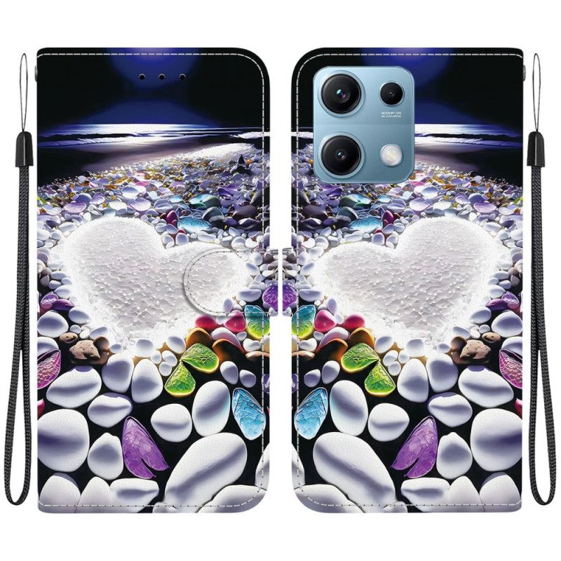 Læder Cover Xiaomi Redmi Note 14s Telefon Etui Hjertemønster