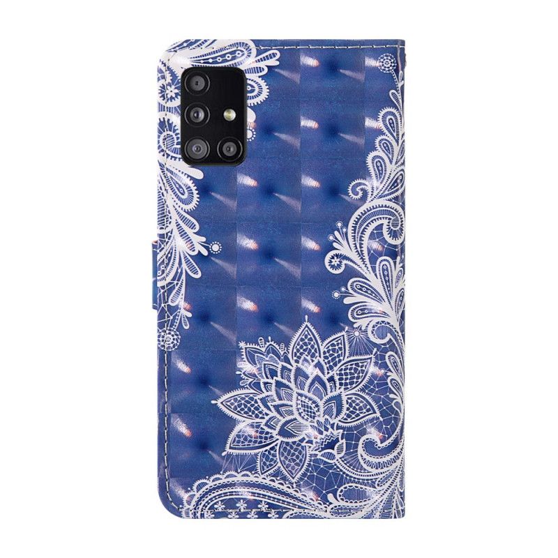 Flip Cover Læder for Samsung Galaxy A51 5G Let Pletblonde Med Rem