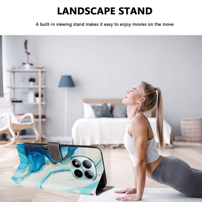 Flip Cover Xiaomi Redmi Note 15 Pro Plus 5g Blå Marmor