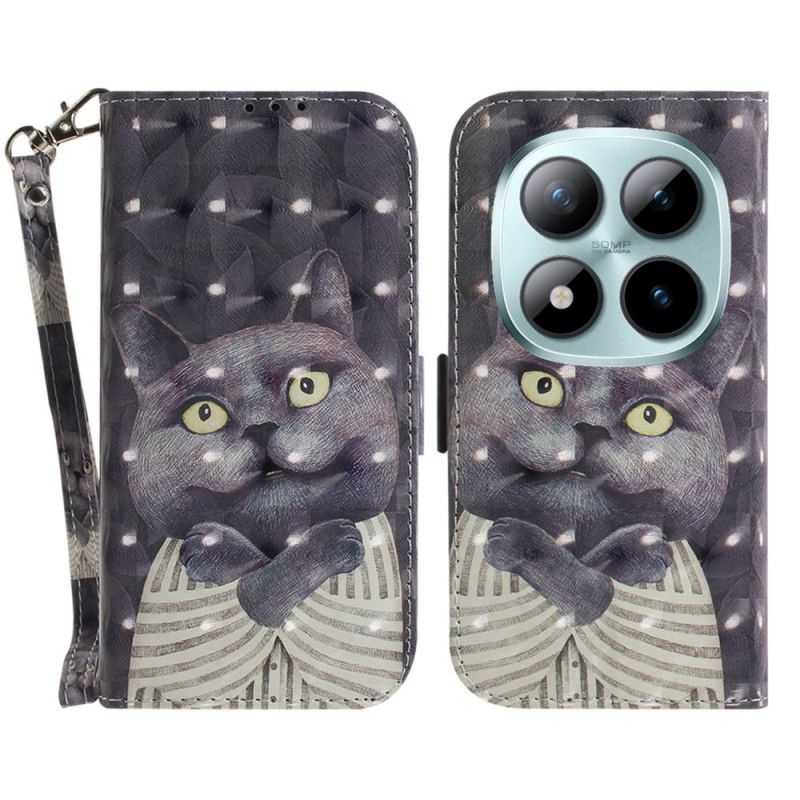 Flip Cover Xiaomi Redmi Note 15 Pro Plus 5g Grå Kat Med Rem