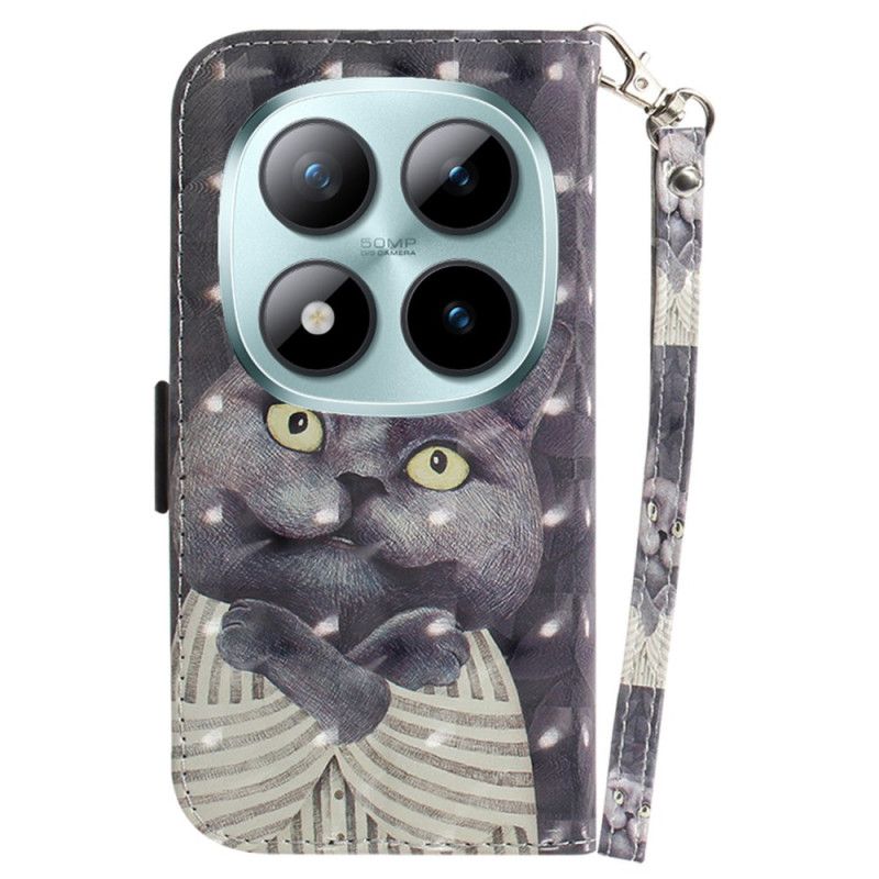 Flip Cover Xiaomi Redmi Note 15 Pro Plus 5g Grå Kat Med Rem